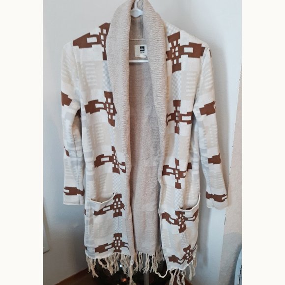 QSW Buckle Quicksilver Boho Aztec Cardigan Sweater - Picture 2 of 10